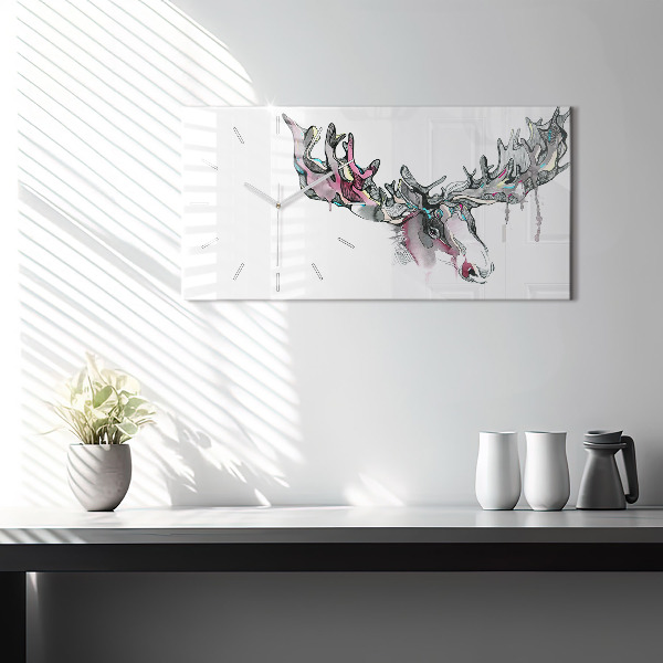 Glass wall clock rectangular Moose abstract