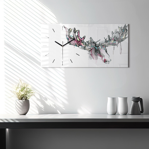 Glass wall clock rectangular Moose abstract