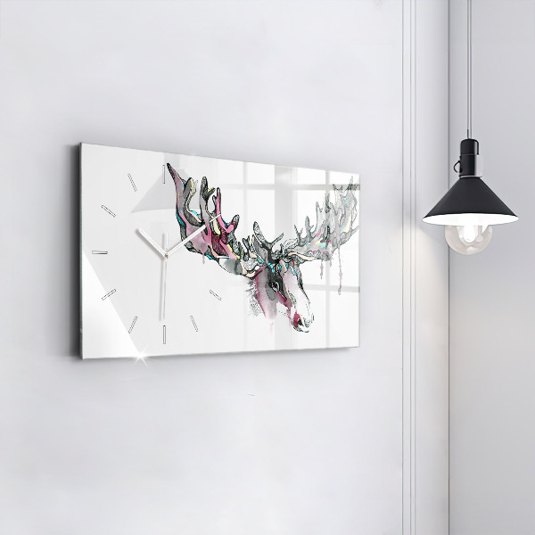 Glass wall clock rectangular Moose abstract