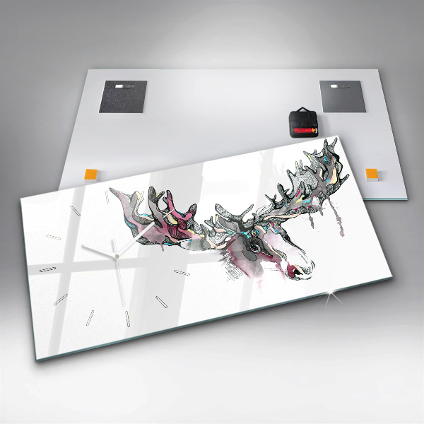 Glass wall clock rectangular Moose abstract
