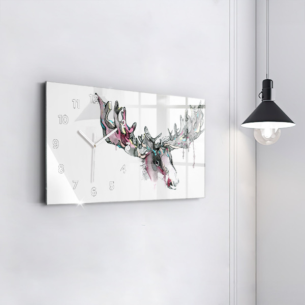 Glass wall clock rectangular Moose abstract