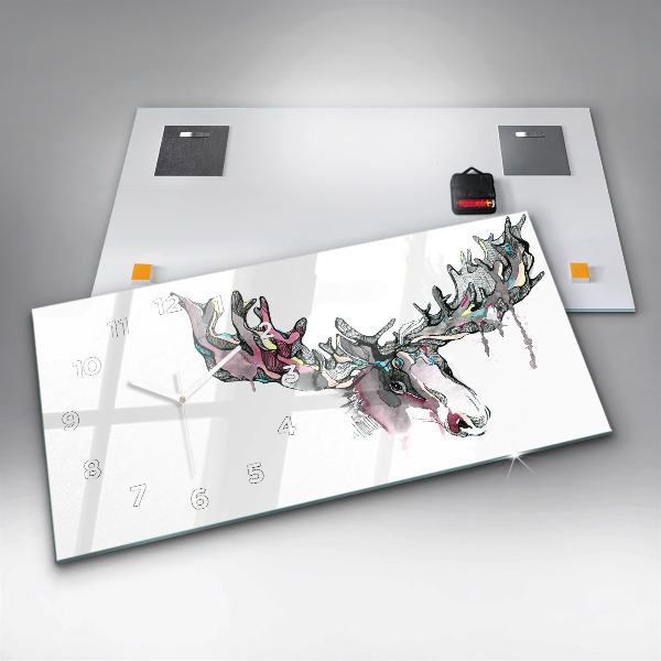 Glass wall clock rectangular Moose abstract