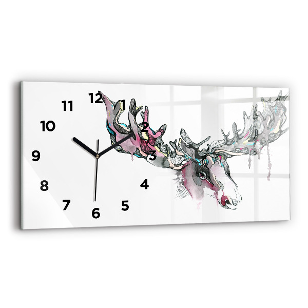 Glass wall clock rectangular Moose abstract