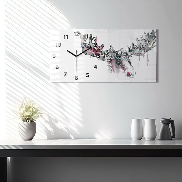 Glass wall clock rectangular Moose abstract