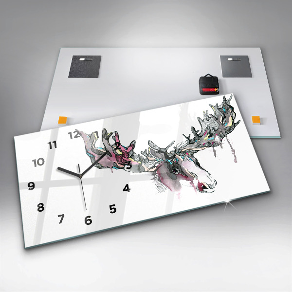 Glass wall clock rectangular Moose abstract
