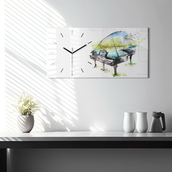 Glass wall clock rectangular Illustration 4 Seasons