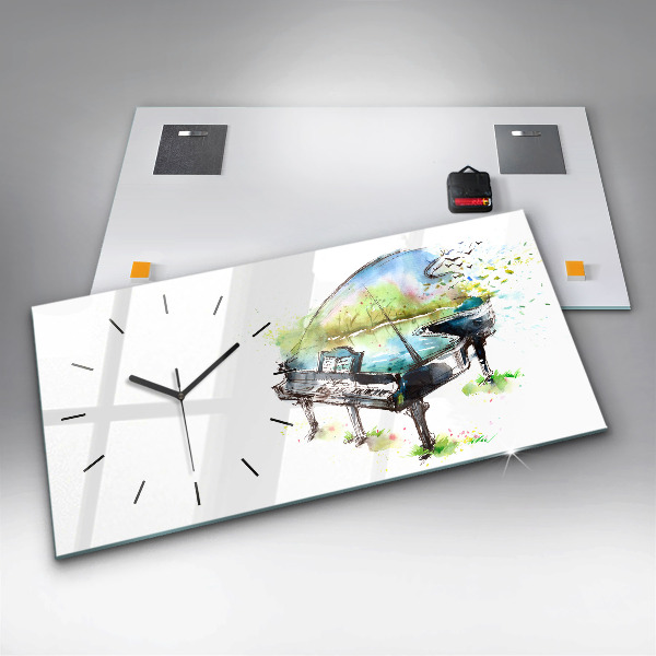 Glass wall clock rectangular Illustration 4 Seasons