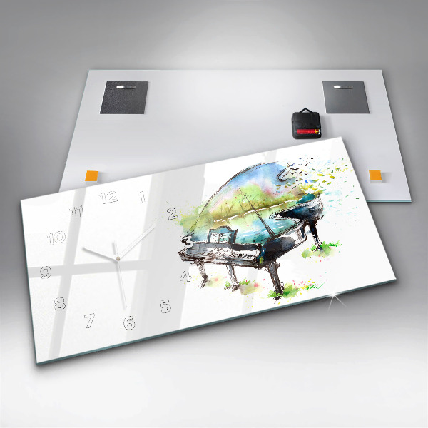 Glass wall clock rectangular Illustration 4 Seasons