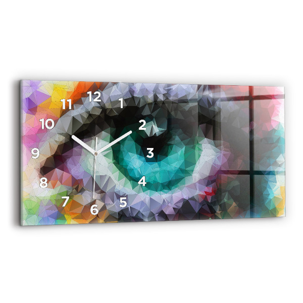 Glass wall clock rectangular Colorful human eye