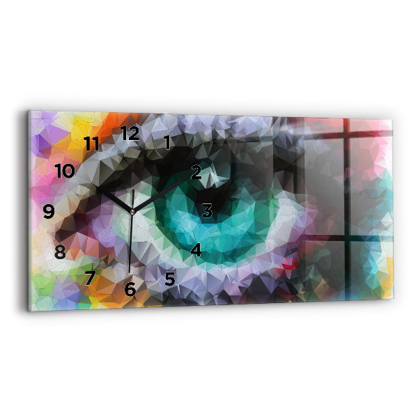 Glass wall clock rectangular Colorful human eye