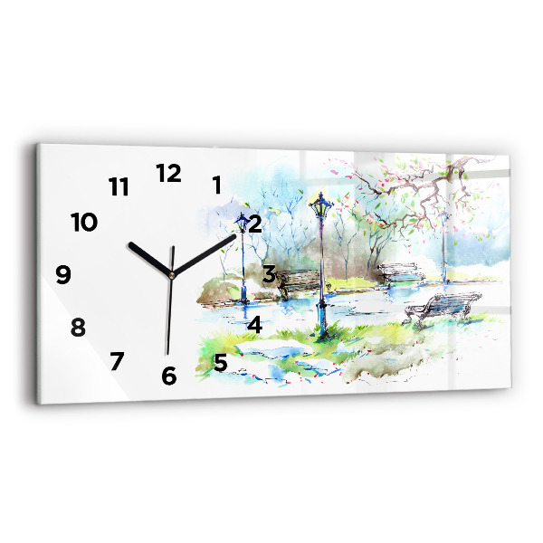 Glass wall clock rectangular Picturesque spring