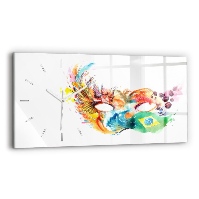 Glass wall clock rectangular Culture - Brazilian flag