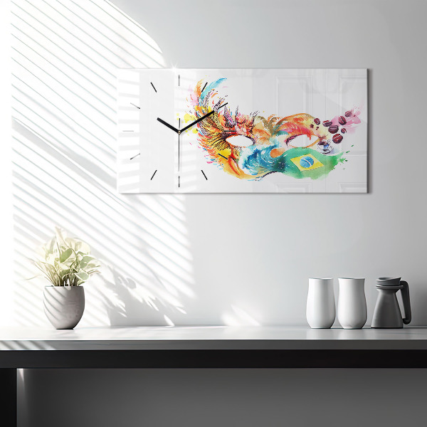 Glass wall clock rectangular Culture - Brazilian flag