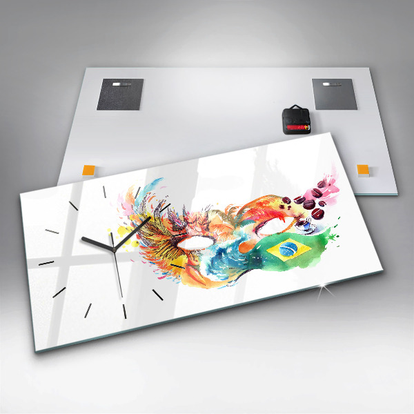 Glass wall clock rectangular Culture - Brazilian flag