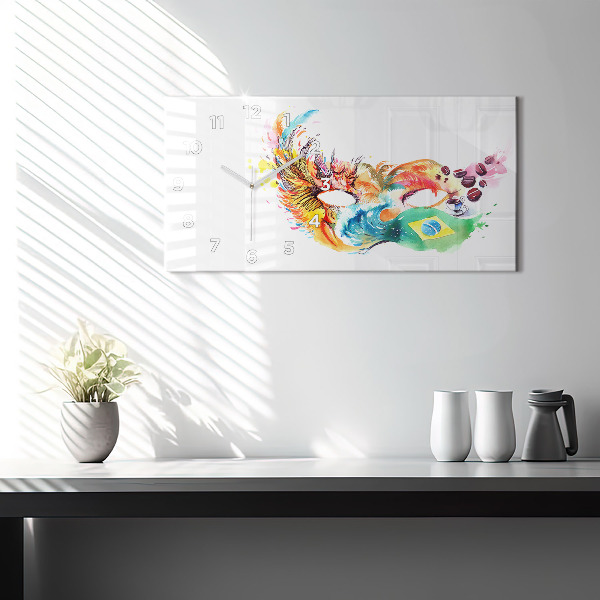 Glass wall clock rectangular Culture - Brazilian flag