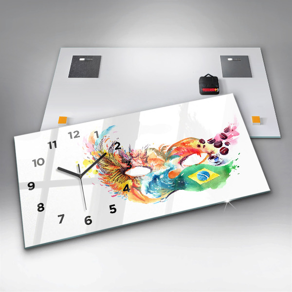 Glass wall clock rectangular Culture - Brazilian flag