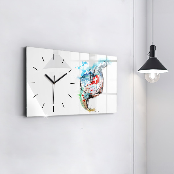 Glass wall clock rectangular Swiss watch