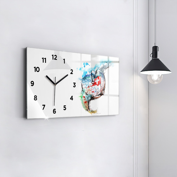 Glass wall clock rectangular Swiss watch