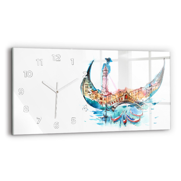 Glass wall clock rectangular Italy - Venetian Gondola
