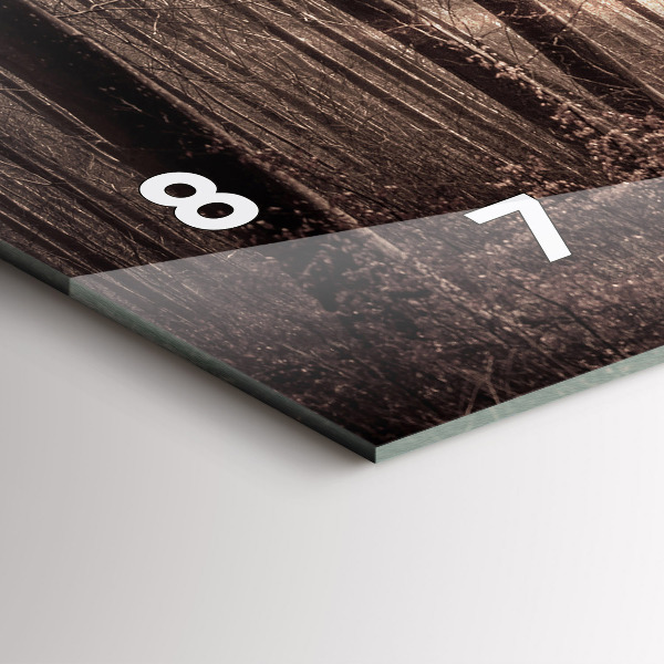 Glass wall clock rectangular Forest path in sepia