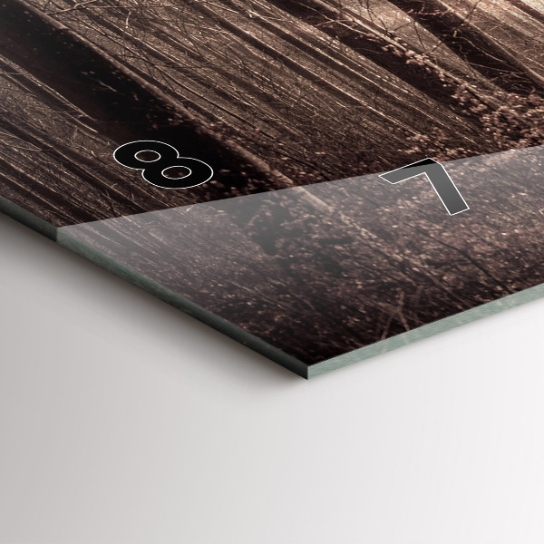 Glass wall clock rectangular Forest path in sepia
