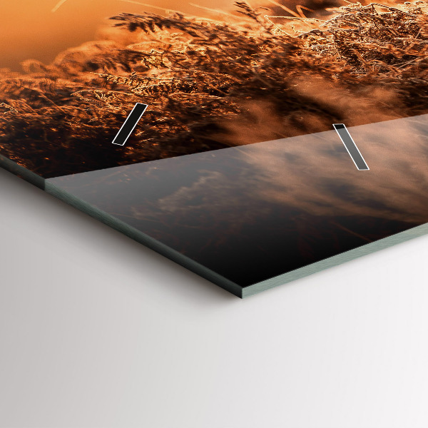 Glass wall clock rectangular Deer at sunrise