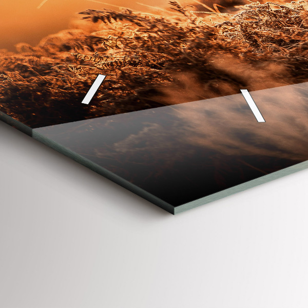 Glass wall clock rectangular Deer at sunrise