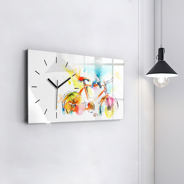 Glass wall clock rectangular Painted bike