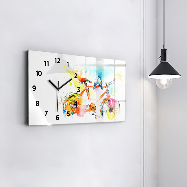 Glass wall clock rectangular Painted bike