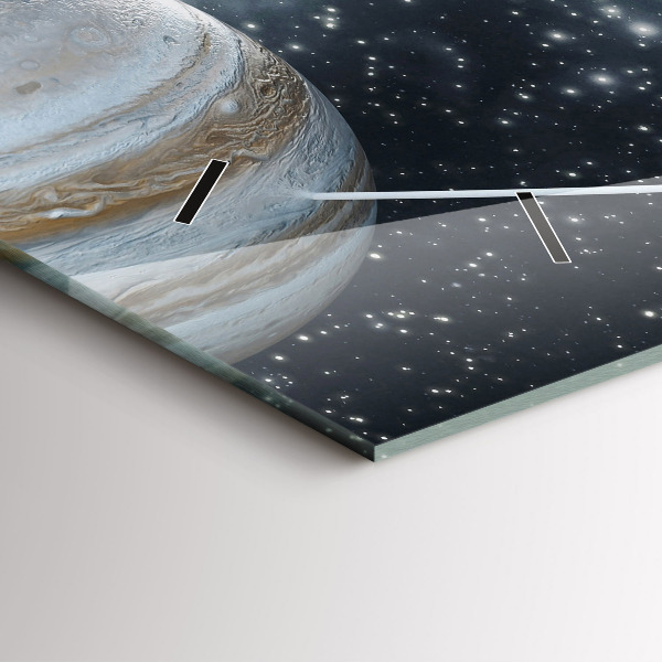 Glass wall clock rectangular The solar system