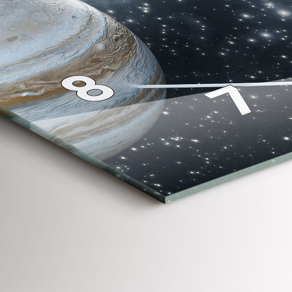 Glass wall clock rectangular The solar system