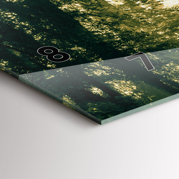 Glass wall clock rectangular Sun Rays Forest