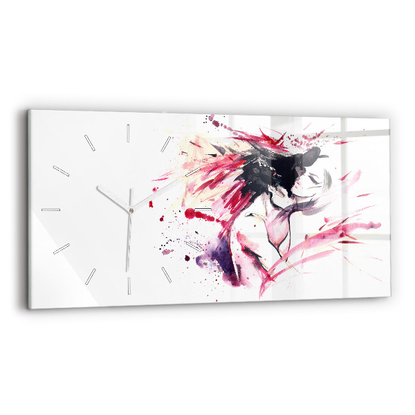 Glass wall clock rectangular Lovers abstraction
