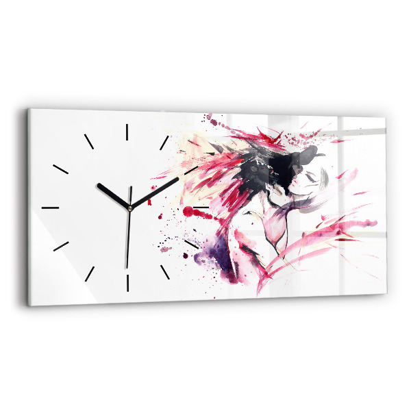 Glass wall clock rectangular Lovers abstraction