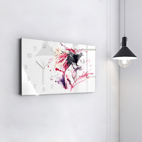 Glass wall clock rectangular Lovers abstraction