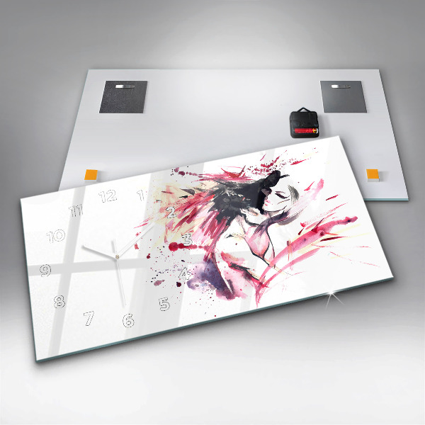 Glass wall clock rectangular Lovers abstraction