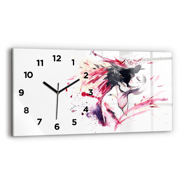 Glass wall clock rectangular Lovers abstraction