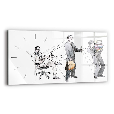 Glass wall clock rectangular Puppet People