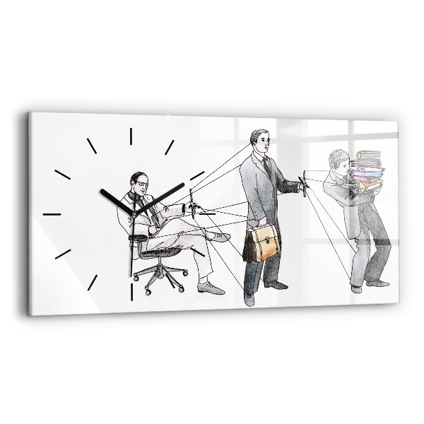 Glass wall clock rectangular Puppet People