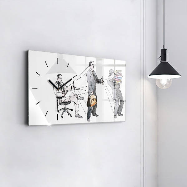 Glass wall clock rectangular Puppet People