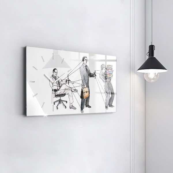 Glass wall clock rectangular Puppet People