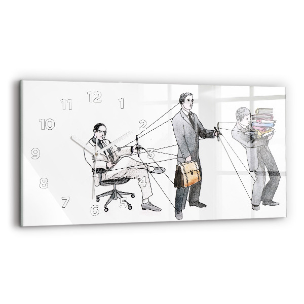 Glass wall clock rectangular Puppet People