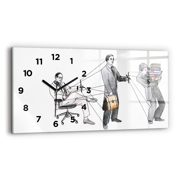 Glass wall clock rectangular Puppet People