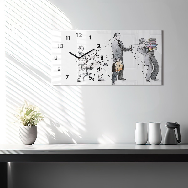Glass wall clock rectangular Puppet People