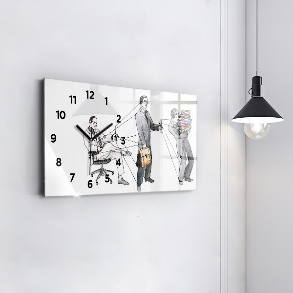 Glass wall clock rectangular Puppet People