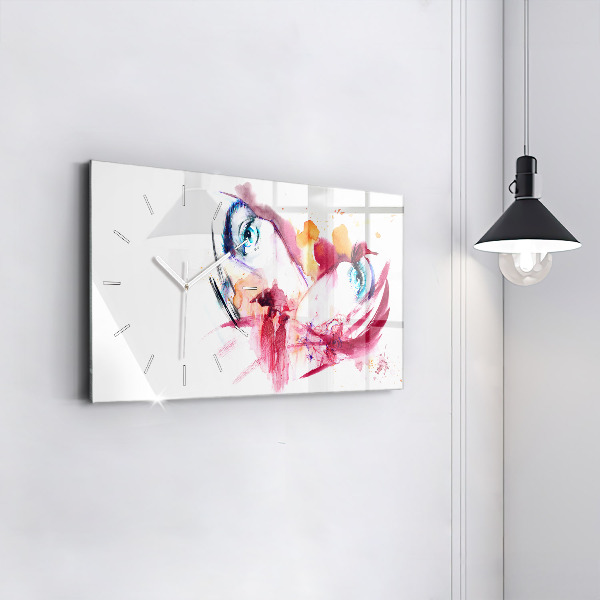 Glass wall clock rectangular Romantic couple