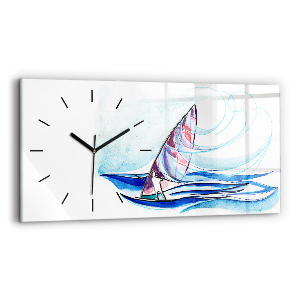 Glass wall clock rectangular Surfboard