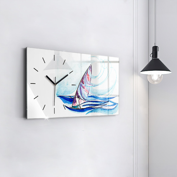 Glass wall clock rectangular Surfboard