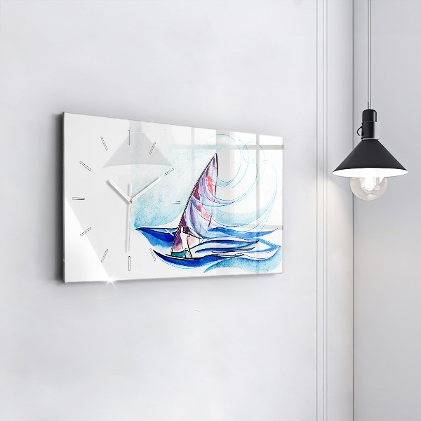 Glass wall clock rectangular Surfboard