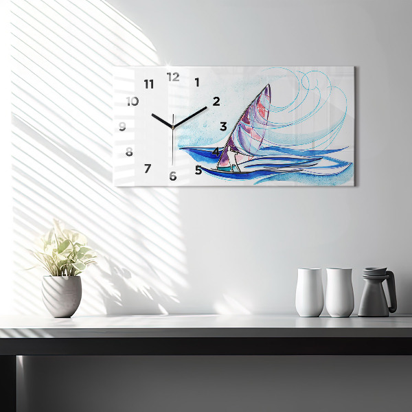 Glass wall clock rectangular Surfboard